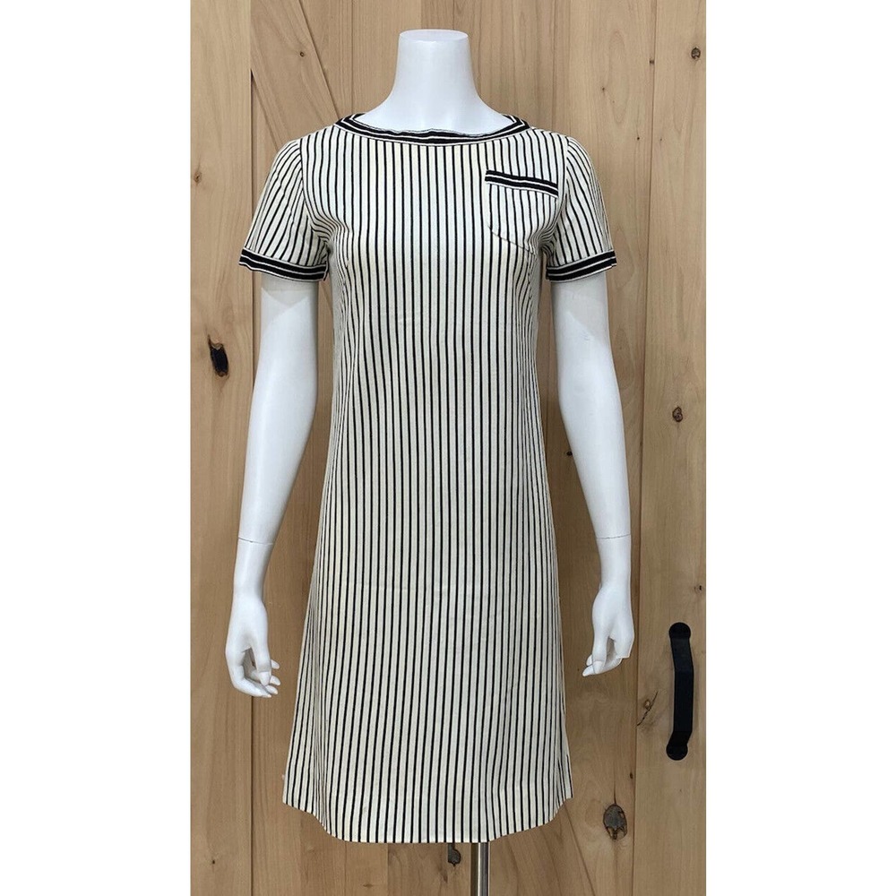 Vintage Black White Shear Stripe Dress